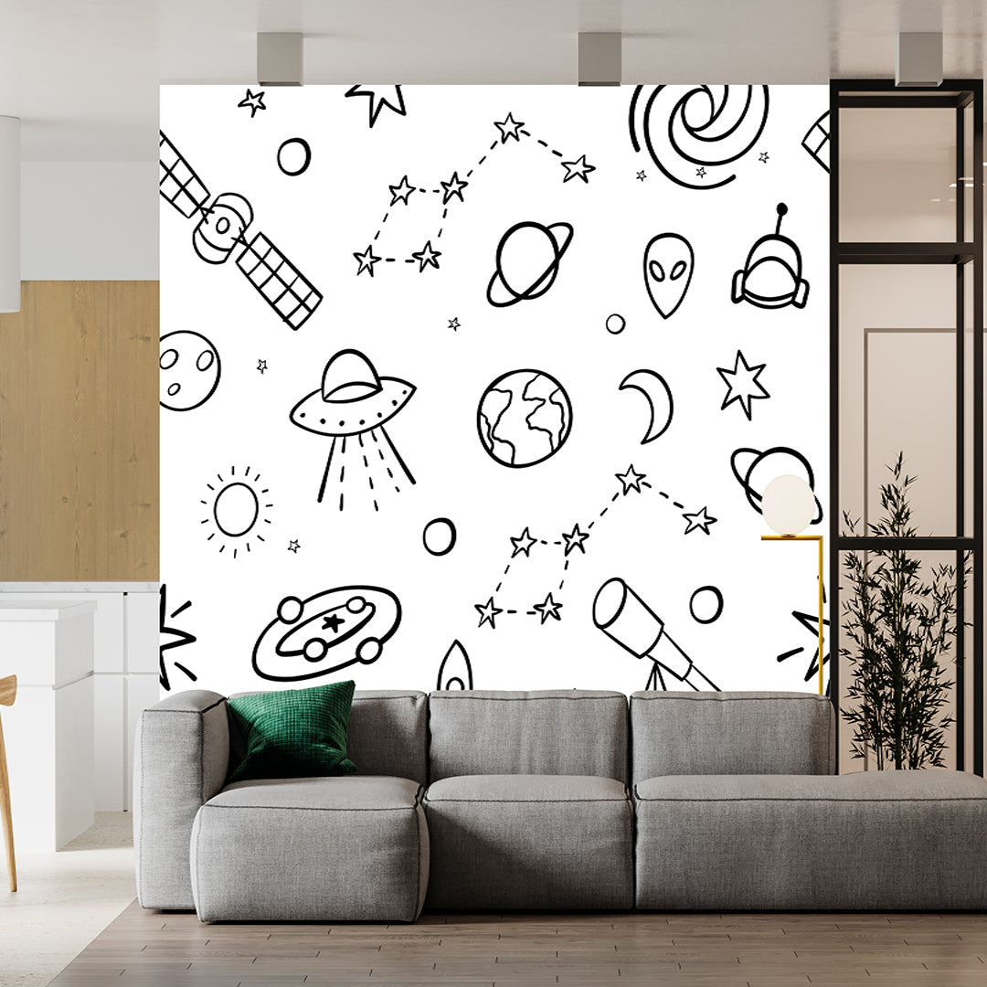 Solar System Planet White Wallpaper