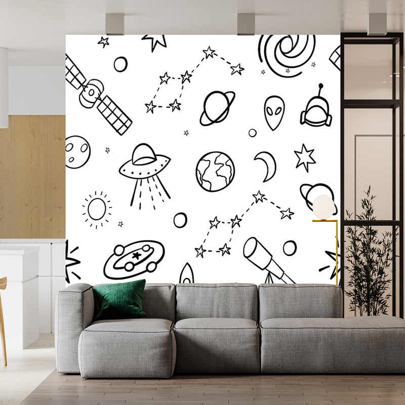 Solar System Planet White Wallpaper