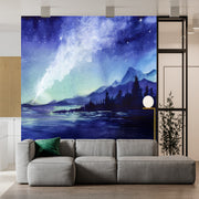 Watercolor Milkyway Lake Space Wallpaper