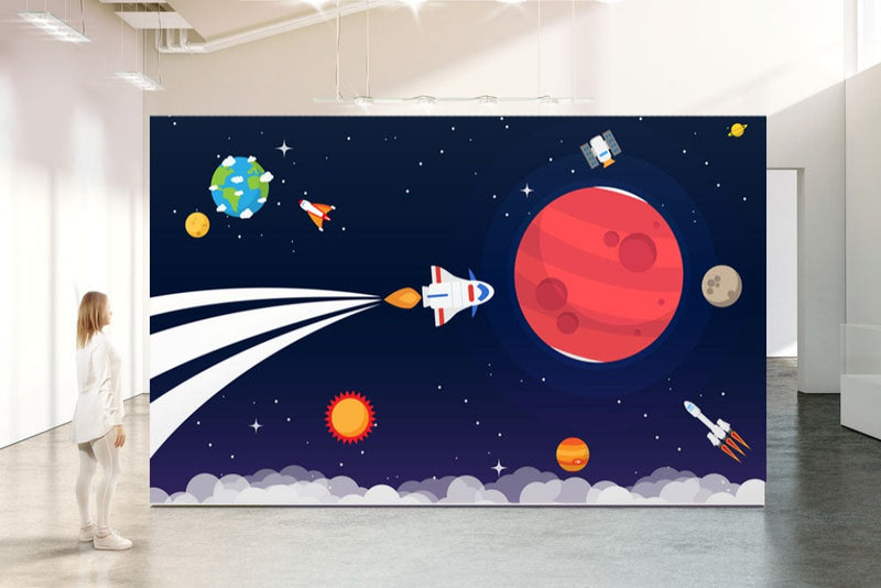 Rocket To A Planet Wallpaper