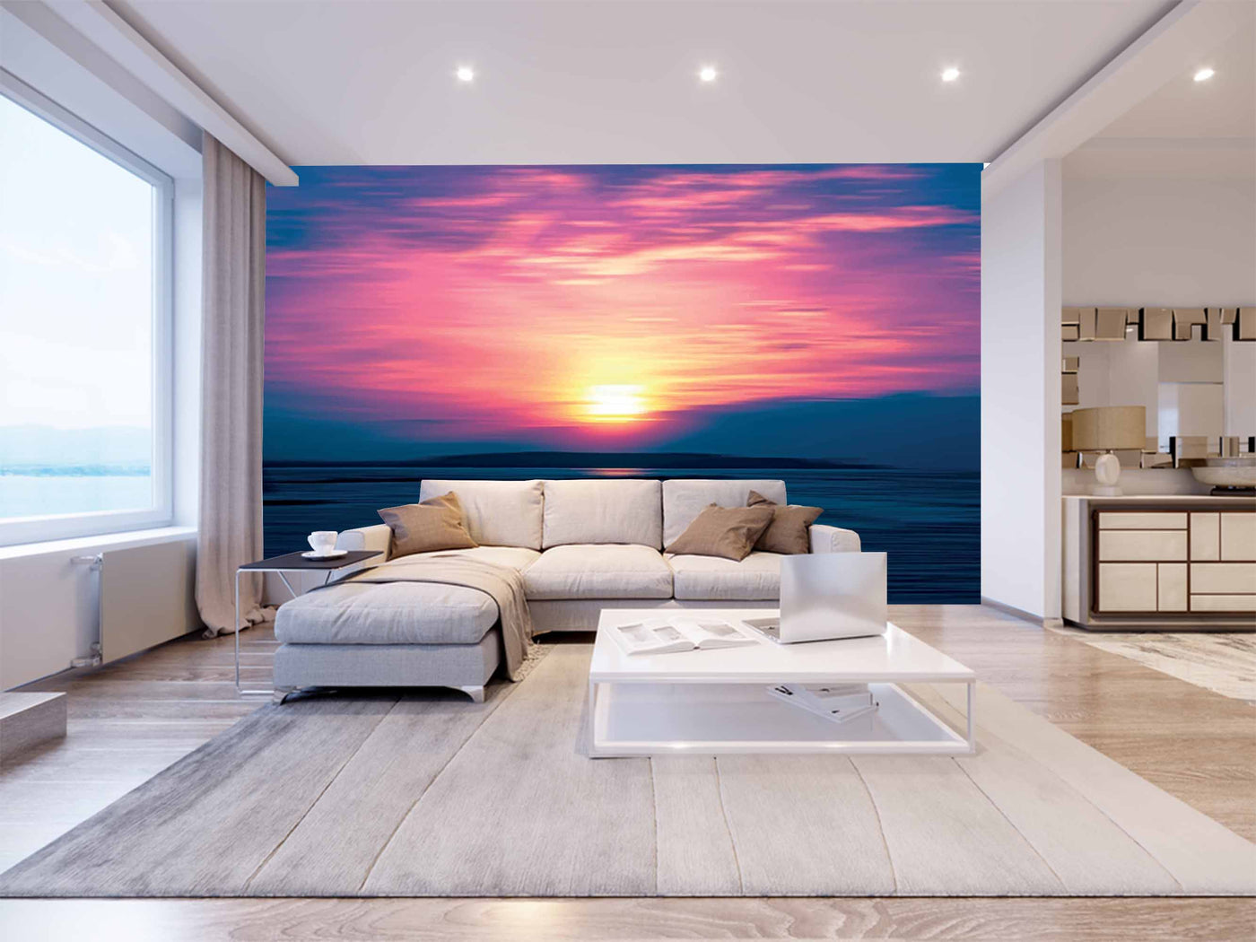 Sunset In Pink Shaded Sky Customize Wallpaper