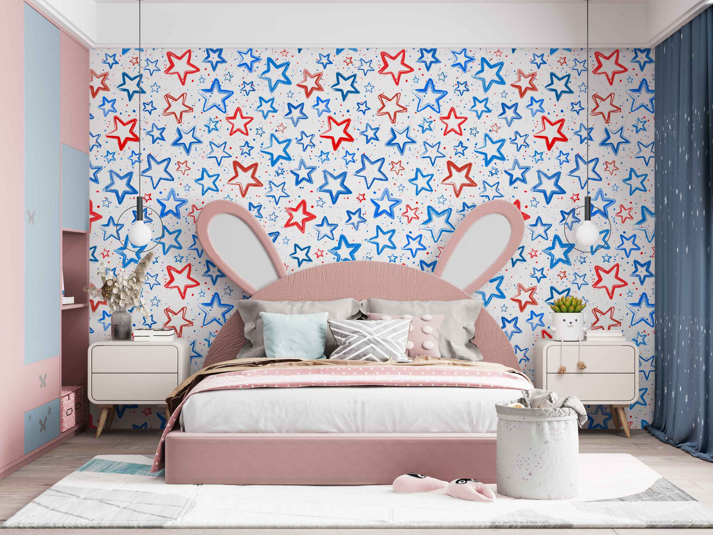 Red Blue Stars Art Customize Wallpaper