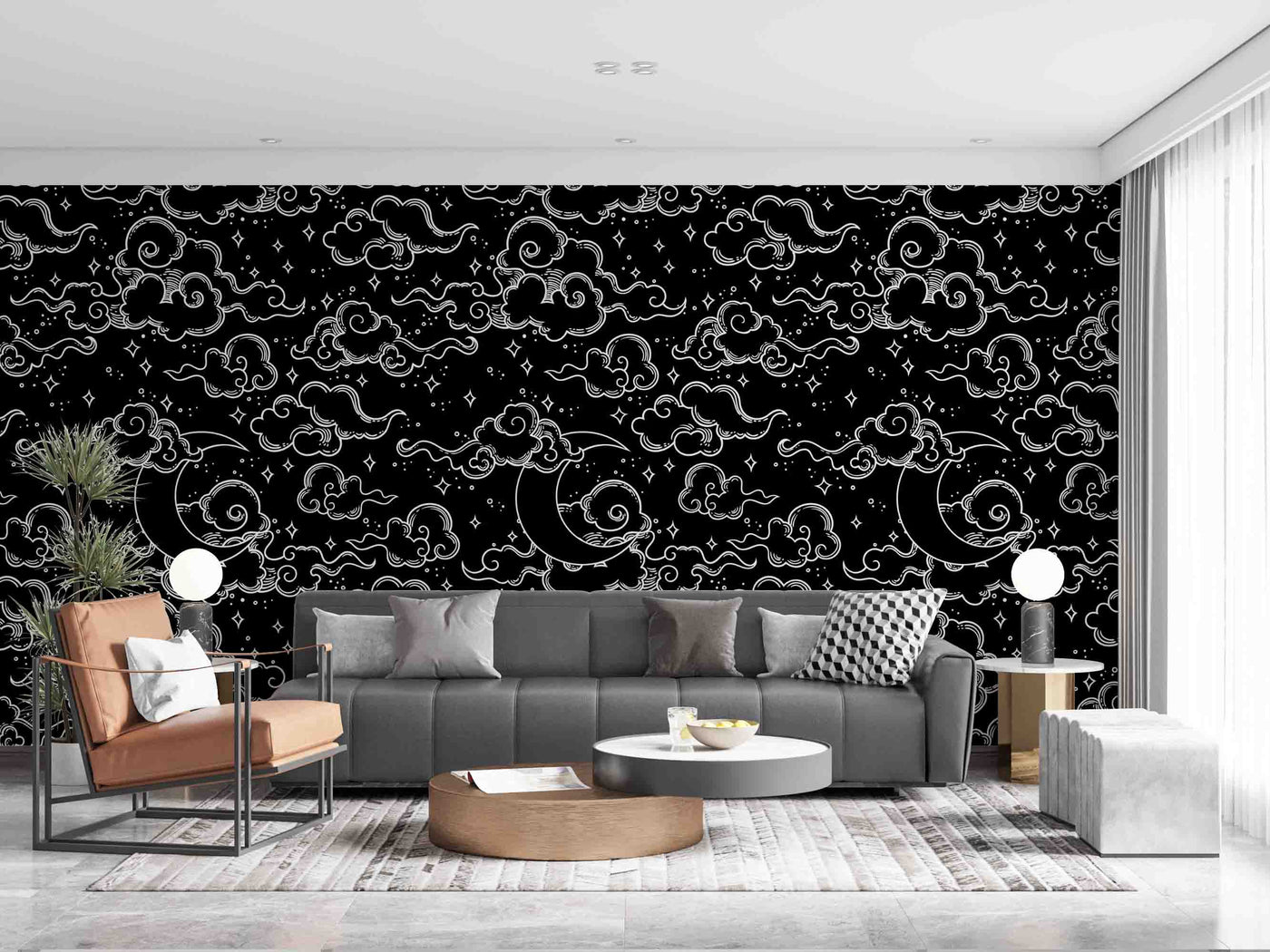 Black Sketch Clouds Customize Wallpaper