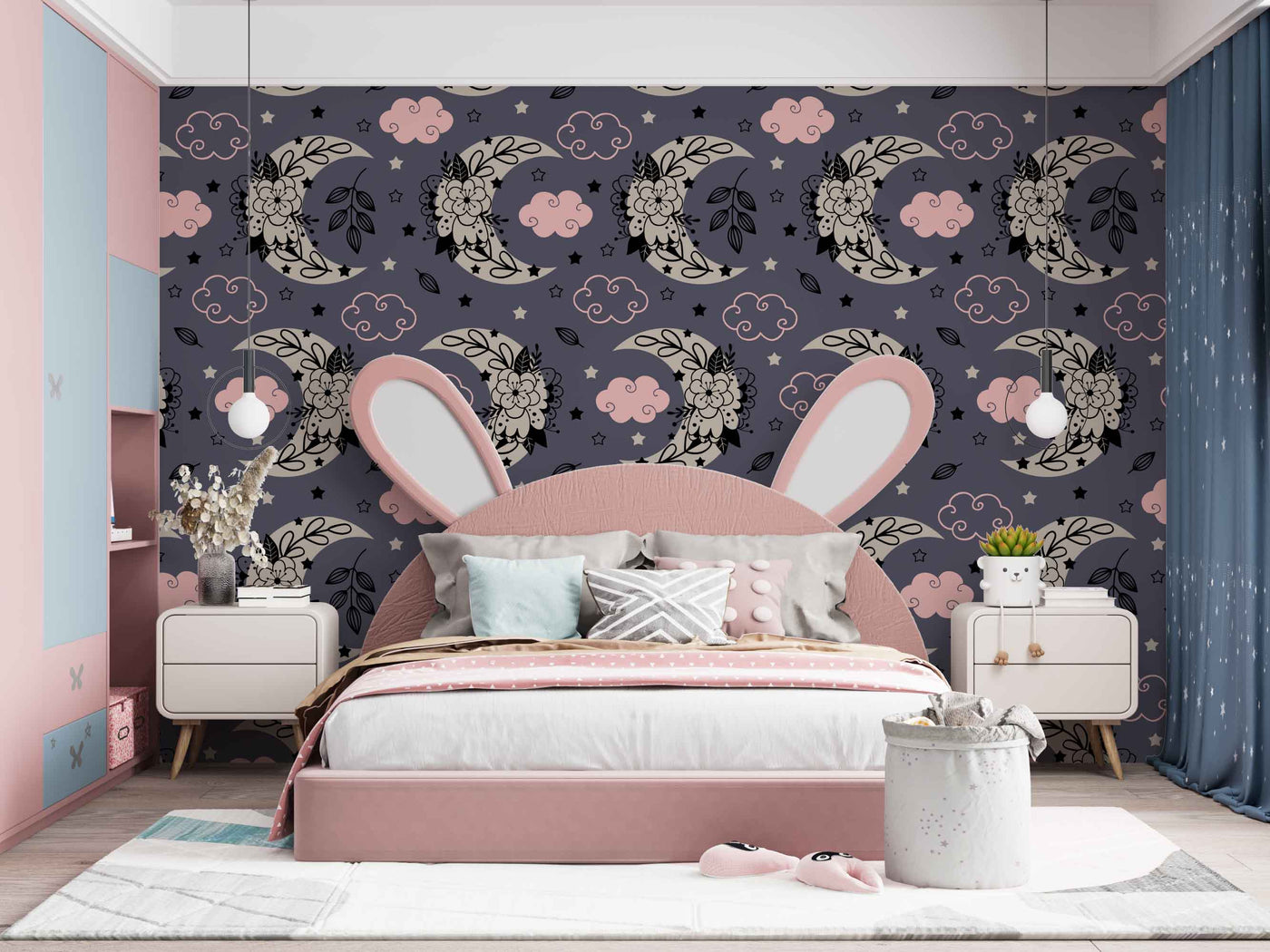 Floral In The Moon Art Customize Wallpaper