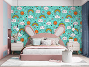 Rainbow Sun And Cloud Sketch Customize Wallpaper