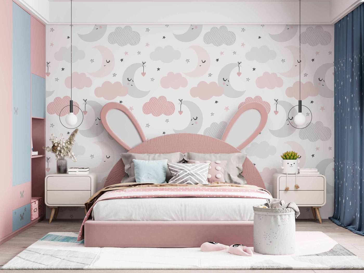 Sleeping Moon In Sky Art Customize Wallpaper