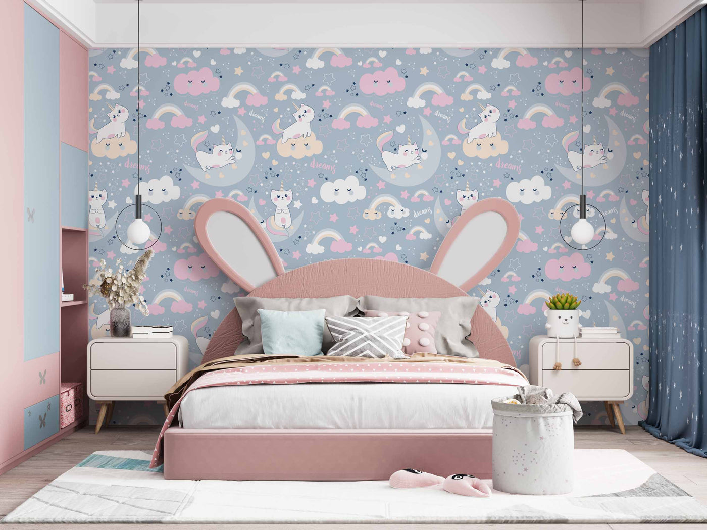 Kitty On Moon Customize Wallpaper