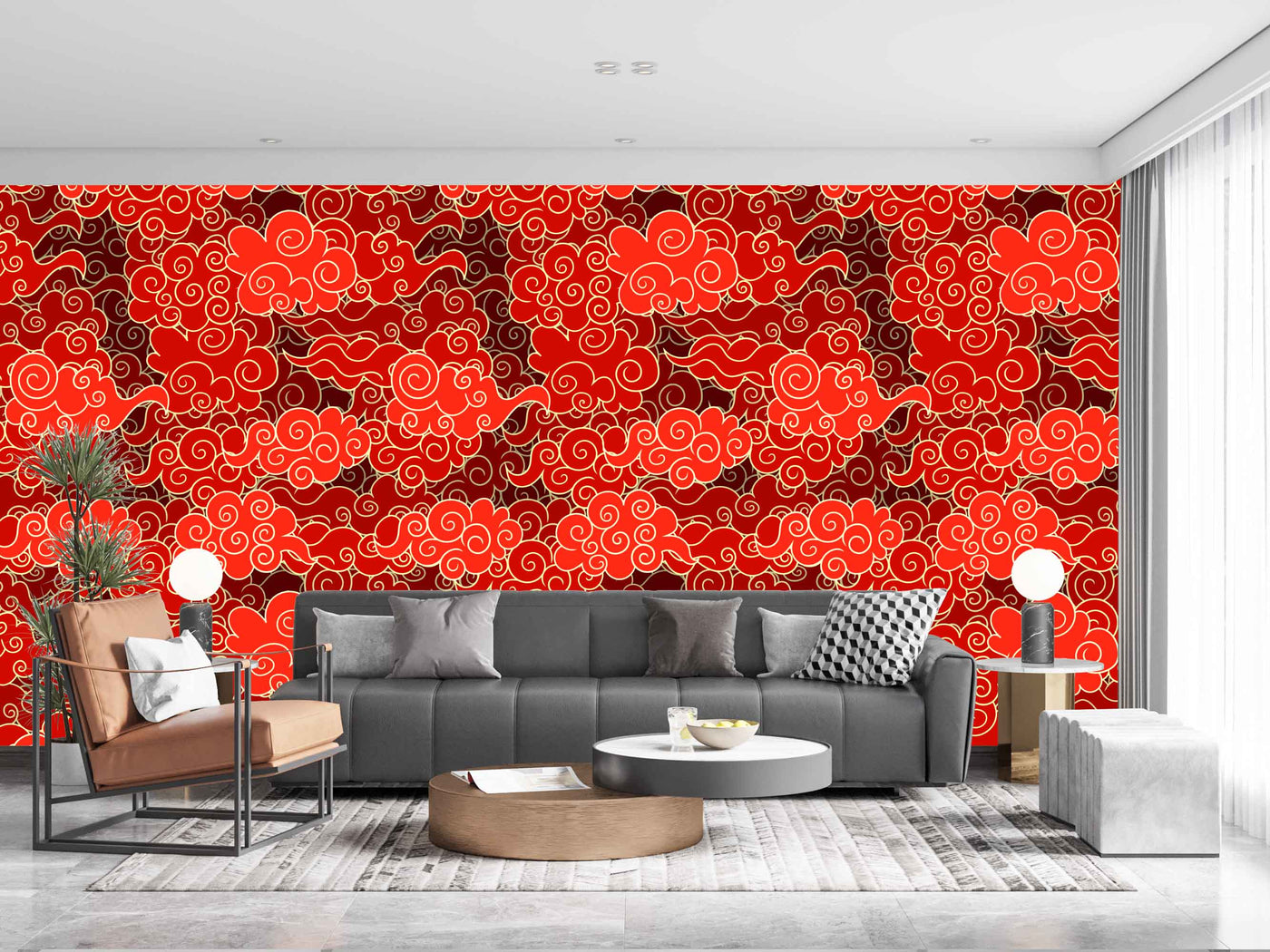 Orange Cloudy Art Customize Wallpaper
