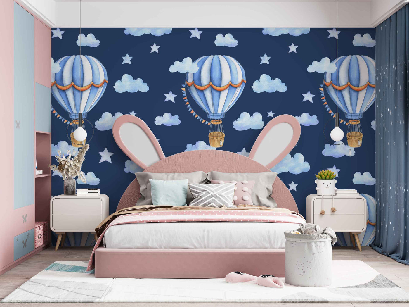Abstract Cloud Star and Moon background kids wallpaper