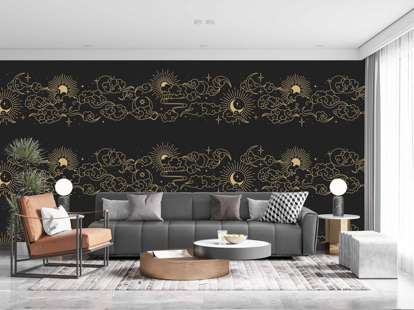 Black Golden Sketch Art Customize Wallpaper