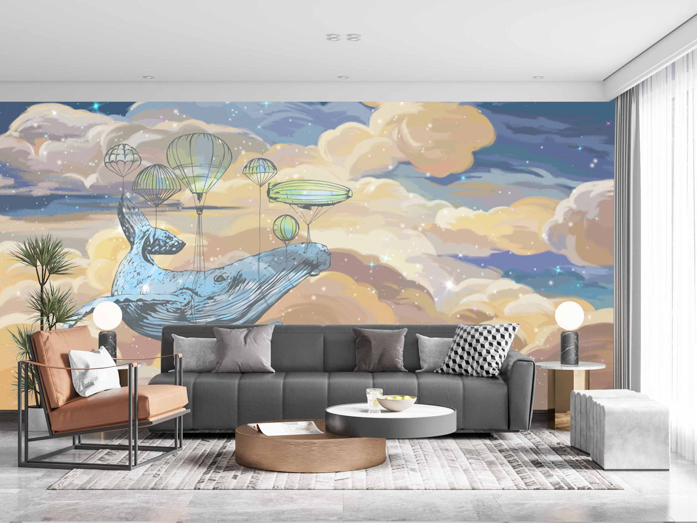 Blue Whale In The Sky Art Customize Wallpaper