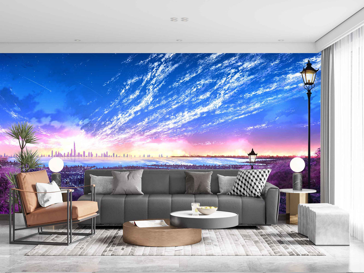 Blue Pink Shaded Sky Customize Wallpaper