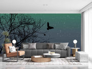 Bird In Green Shaded Sky Customize Wallpaper