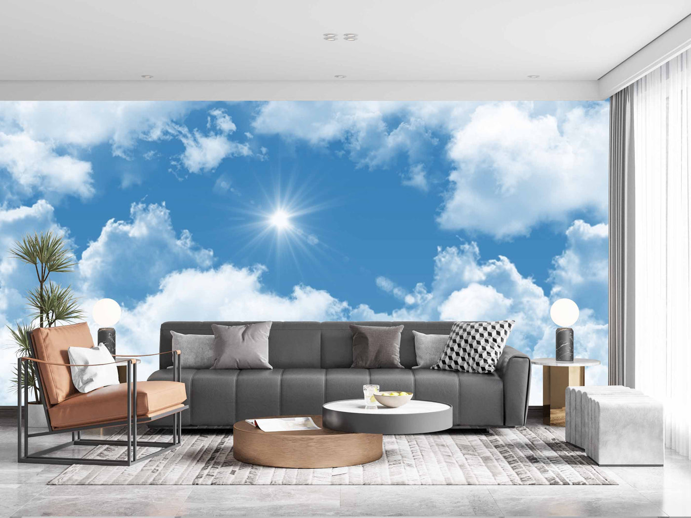 Beautiful Sun In Clouds Sky Customize Wallpaper
