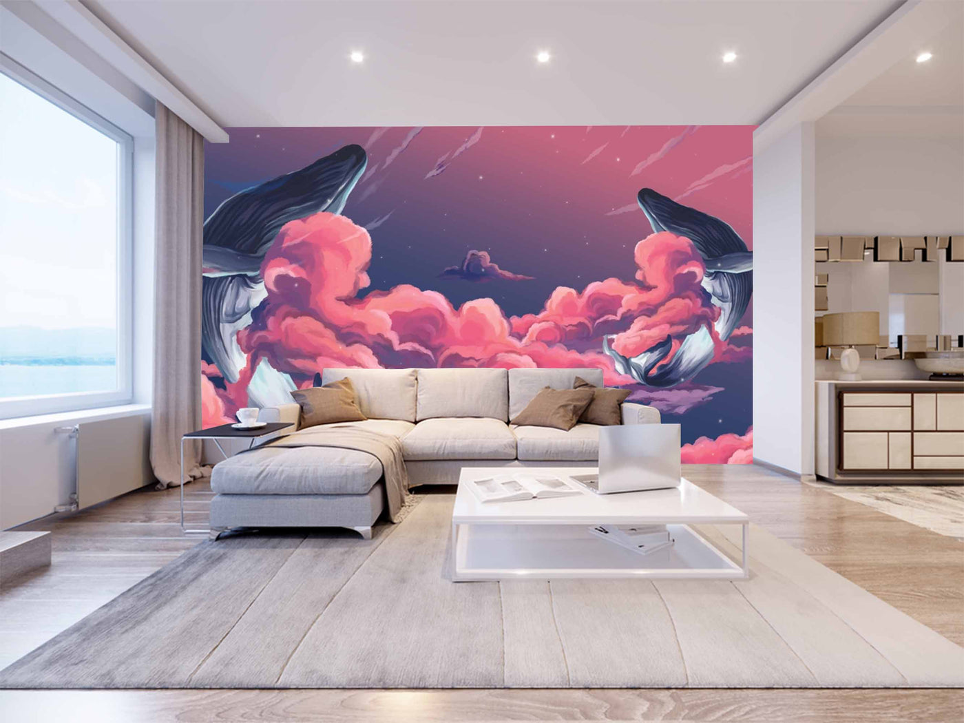 3D Aqua Animal In Sky Wallpaper