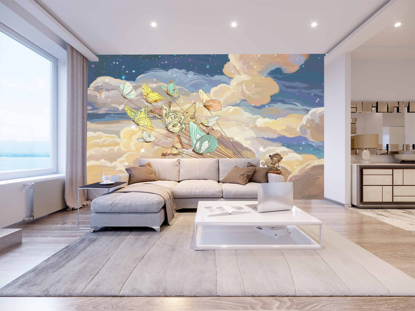 Children cloudy sky view custom wallpaper