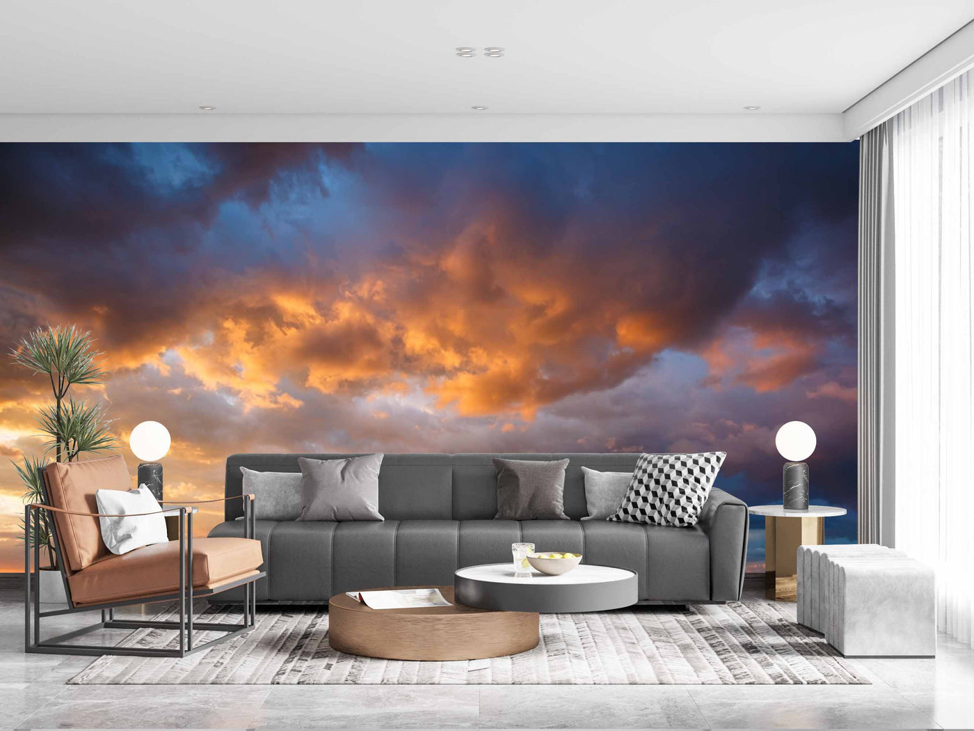 Beautiful Orange Blue Shaded Sky Customize Wallpaper
