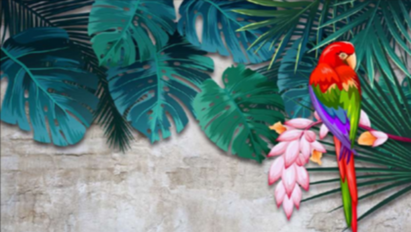 3D Decorative Parrot Wallpaper for Wall