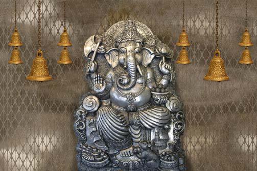 Silver Ganesh Pooja Room Wallpaper