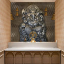 Silver Ganesh Pooja Room Wallpaper