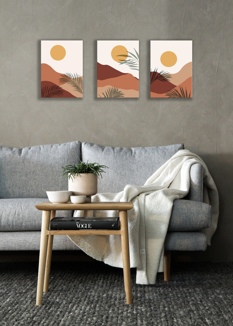 Sunset And Leaves, Set Of 3