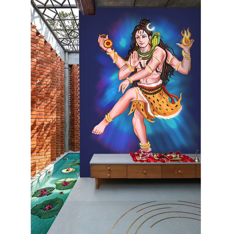 Lord Shiv Dancing Self Adhesive Sticker Poster