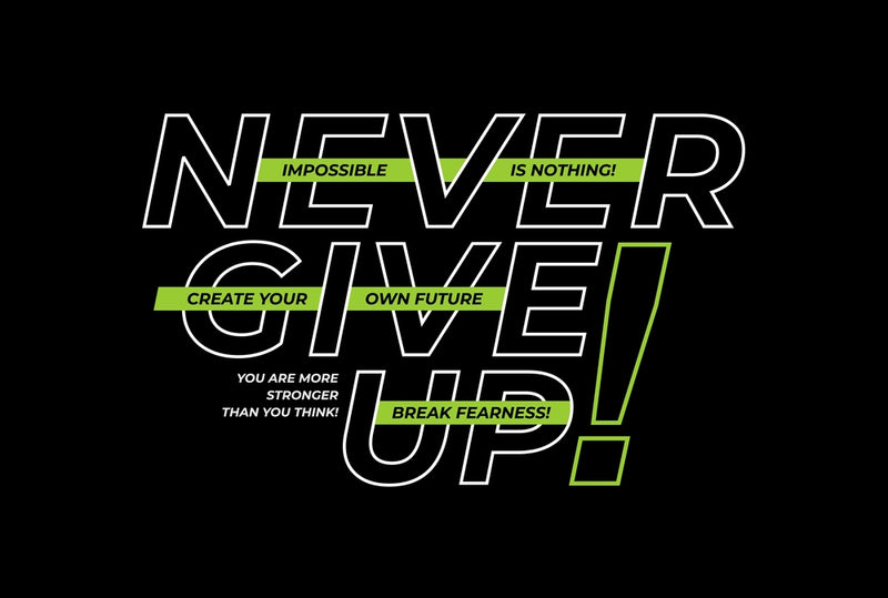 Never Give Up Quote Art Self Adhesive Sticker For Table