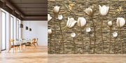 Tulip Pattern Brick Wallpaper