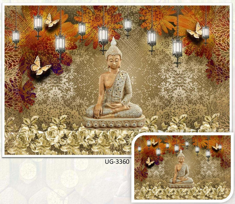 Lord Buddha Gold Toned Aesthetic Wallpaper