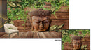 Lord Buddha Green Leaves Wood Wallpaper