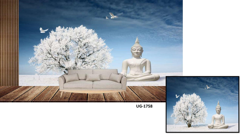 Lord Buddha Snow Tree Wallpaper