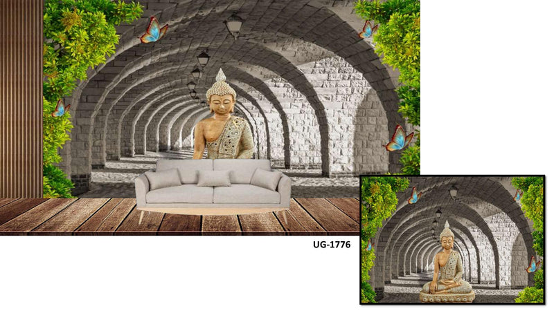 Lord Buddha Cement Way Wallpaper