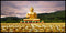 Lord Buddha Gold Statue And Believers Sky Wallpaper