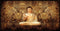 Lord Buddha Gold Toned Wallpaper