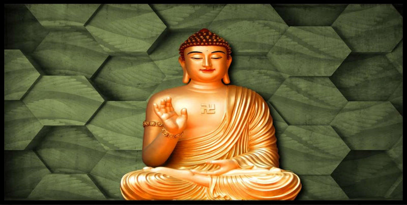 Lord Buddha Green Background Wallpaper