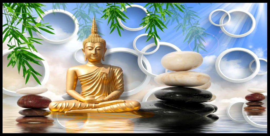 Lord Buddha Pebbles Water Wallpaper – Myindianthings