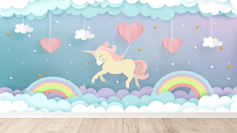 3D Unicorn And Sky Kids Wallpaper