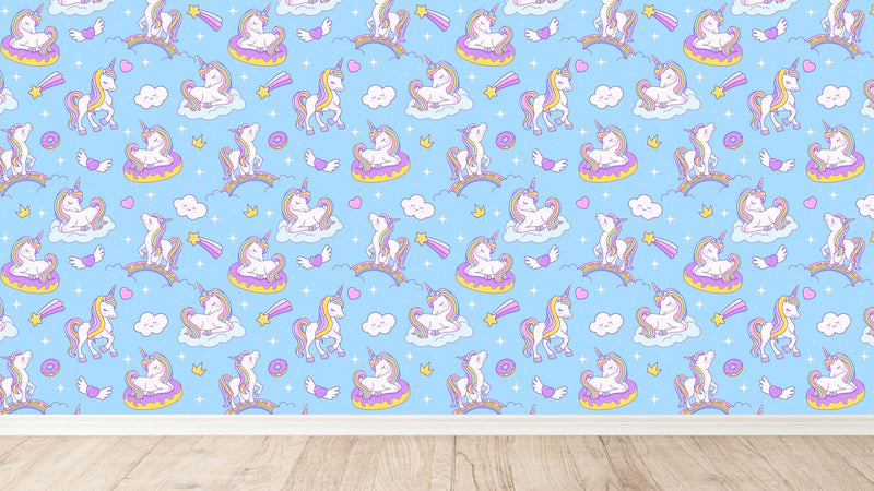 Unicorns With Light Blue Background Wallpaper