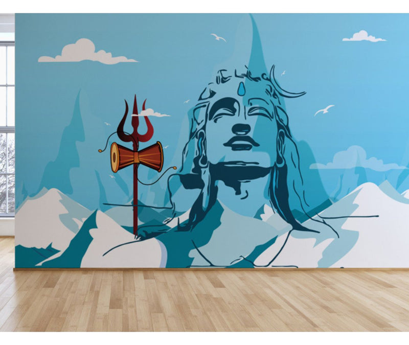 White And Blue Shiva Wallpaer