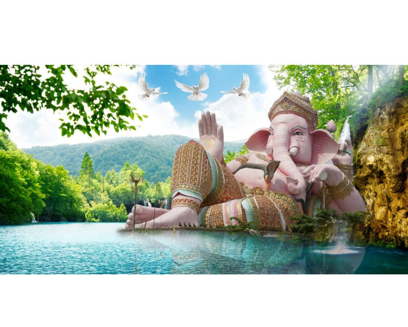 Lord Ganesha River Landscape Wallpaper
