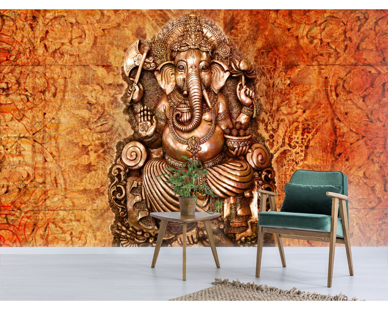 3D Bronze Ganesha Customised Wallpaper