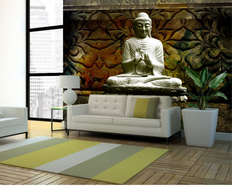 White Sculpture Gautam Buddha Wallpaper for wall