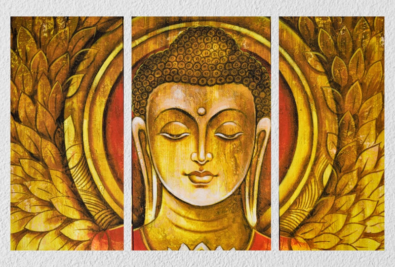 Brown And Yellow Buddha, Set Of 3