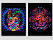 Multicolour Psychedelic Buddha, Set Of 2