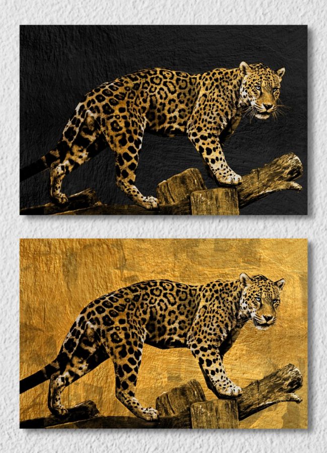 Black And Gold Tiger Wall Art, Set Of 2