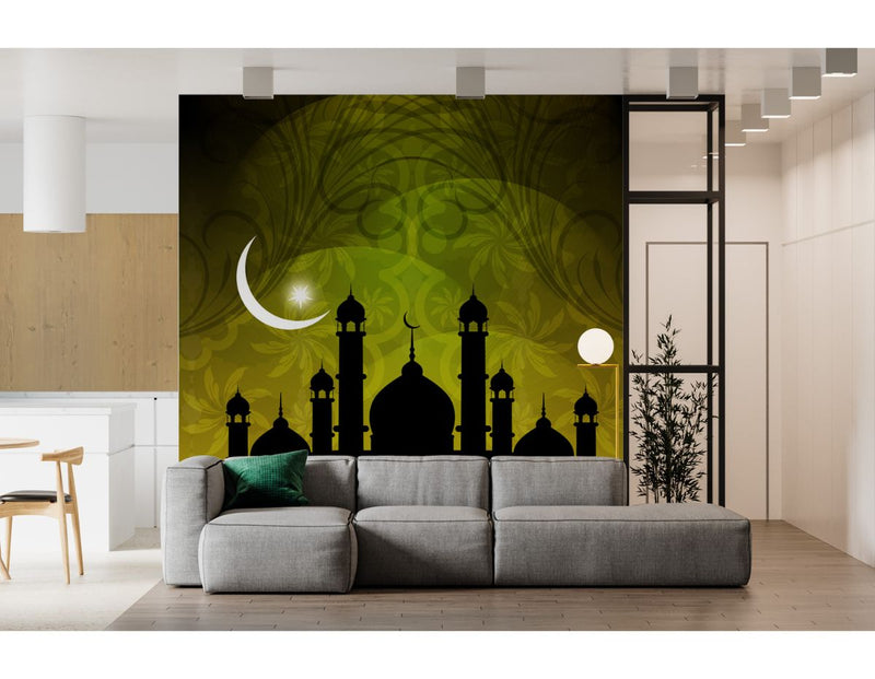 Stunning Chand View With Mosque Islamic Wallpaper