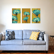 Blue Aster Flowers Canvas Set Of 3