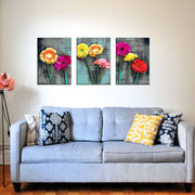 Daisy Floral Abstract Canvas Set Of 3
