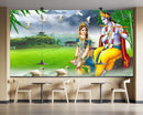 Radha Krishna With Swans Wallpaper