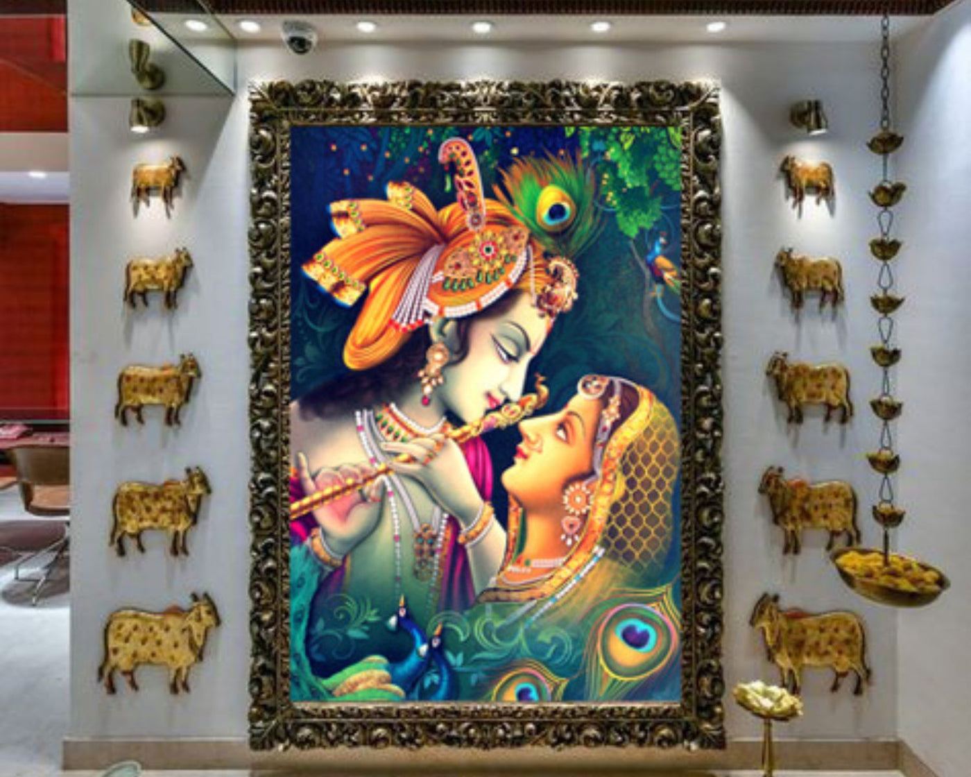 Krishna Playing Flute With Radha Wallpaper